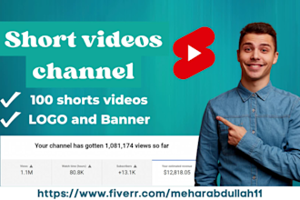 setup youtube shorts channel with 100 shorts