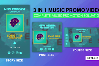 create 3 in 1 stunning music promo video for you
