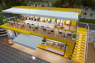 design shipping container tiny house, cafe and retail store