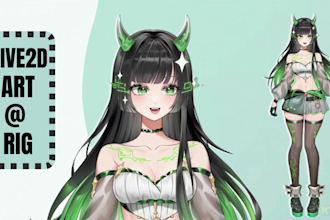 draw live2d vtuber model, live2d character, 2d vtuber model, vtube studio model