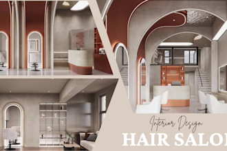 design modern realistic 3d interior for your hair salon spa or beauty salon