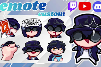 make custom twitch emote, cute emote, chibi emote, vtuber emote