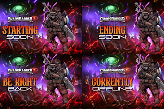 design animated stream overlay package and logo for twitch, kick and youtube