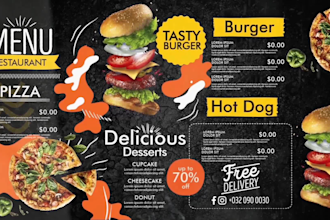 create best digital restaurant food menu board animations