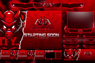 design best  twitch overlay animated and logo for your stream
