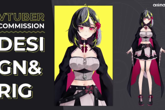 draw and rig your live2d vtuber model full body premium