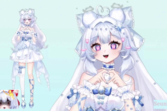 draw rig custom vtuber model, 2d vtuber, vtuber rigging, live2d model, anime art