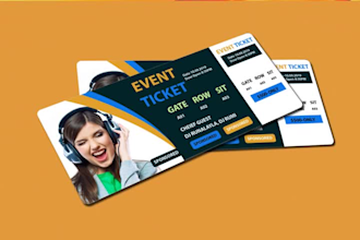 design event ticket, raffle ticket, ticket, postcard in 4hrs