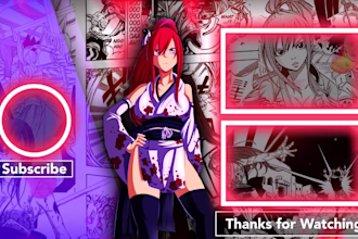 design stunning anime themed youtube outro and end screen