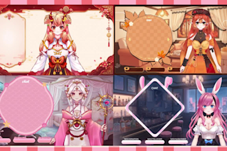 design stream overlay vtuber or streamer for youtube, twitch, and kick