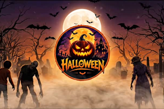 create a scary  horror logo intro animation spooky halloween  animation video
