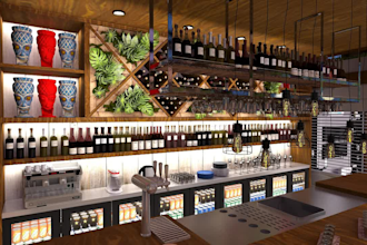 design wine bar, office, kitchen, shop, coffee shop and restaurant designs
