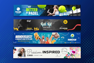 create youtube channel art, facebook cover, web banner and logo