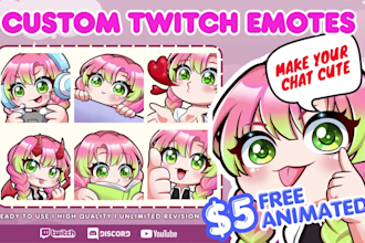 draw cute chibi twitch emotes for vtuber and discord