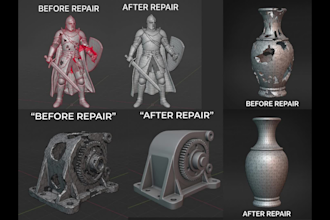 repair stl mesh, fix stl file, edit stl and cad file ready for printing