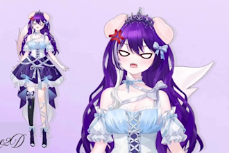 draw and rig vtuber model, live 2d character, 2d vtuber design, for vtube studio