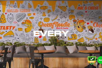 do office, restaurant wall art, mural, doodle arts in 24 hrs