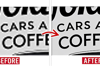 upscale and enhance blurry text and your logo