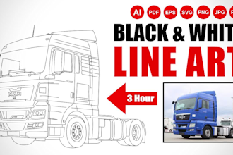 draw any detailed image to vector line art illustration fast