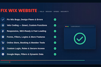 fix wix errors, velo code, database, seo, design redesign issues