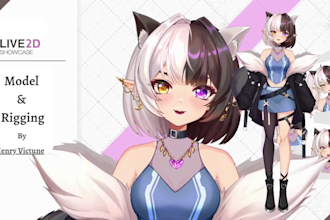 design vtuber design, live2d, vtuber rigging, live2d rigging, live 2d, prprlive