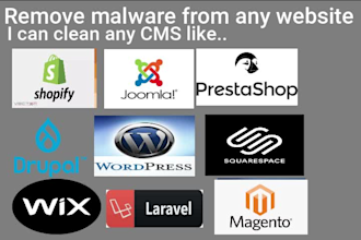 remove malware, shopify, wordpress, wix, prestashop, any website