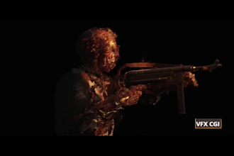 do vfx fire explosion, horror compositing, cgi integration, rain, smoke gun shot