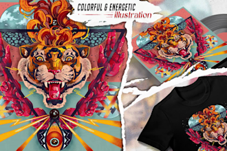 draw energetic psychedelic illustration for your album, poster and merch