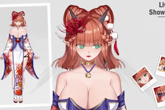 design quality male or female 2d vtuber model 3d vtuber rigging live2d vtube