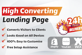 create a shopify, youcan or wix landing page that converts