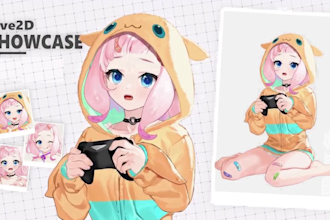 draw and rig live2d streaming, 2d vtuber model, vtuber assets, anime vtuber, png