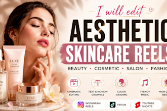 edit aesthetic skincare, beauty and cosmetic promo reels