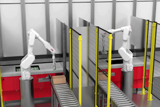create 3d industrial warehouse automation robotics arm animation logistic video