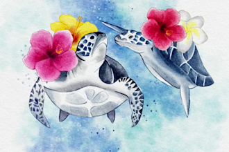 create digital watercolor illustrations and wall art