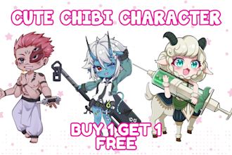 draw cute chibi, character, animal, oc, pfp, and sticker