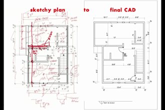 convert blueprint, sketch, pdf to autocad drawing perfectly