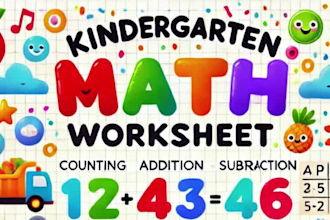 design custom kindergarten math worksheets, kids activity book, workbook kdp