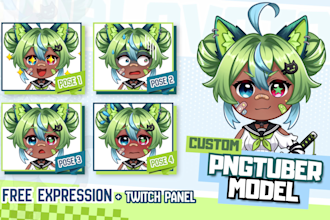 create chibi png tuber, chibi vtuber, chibi illustration for your stream