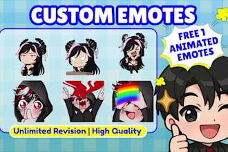 draw custom twitch emotes, chibi emotes, animated emotes, vtuber emotes for you