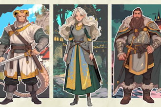 create dnd art, fantasy character for dnd party