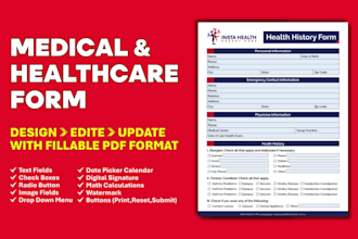 design professional medical and healthcare forms in fillable format