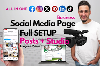 create social media business pages with posts and reels, images and video