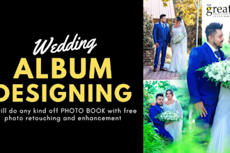 do professional wedding album and photo book design