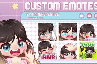 create cute animated emotes for twitch, kick, tiktok, youtube, discord