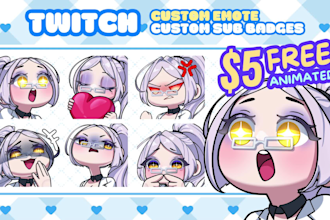 draw twitch emotes, chibi emotes, animated emotes, vtuber for stream