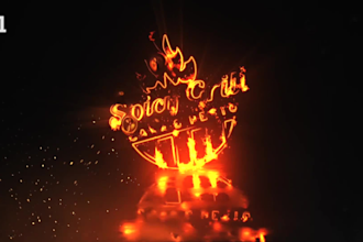 create glossy 3d and fire logo intro animation