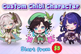 draw cute chibi character art vtuber oc or pet animal in anime style