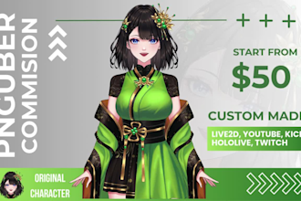 draw custom pngtuber avatar for streams in vtuber model live2d anime style