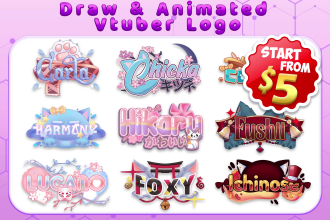 draw custom vtuber logo kawaii cute and animated for stream twitch kick pngtuber