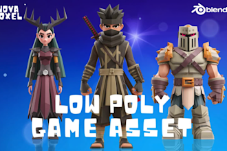 create low poly character modeling, rigging, and game assets